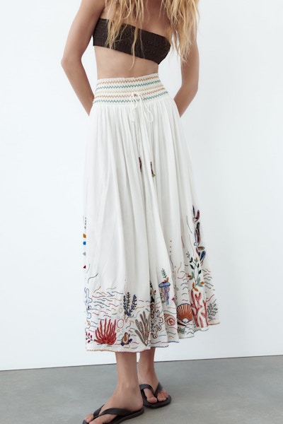 Zara Embroidered Long Skirt, £60