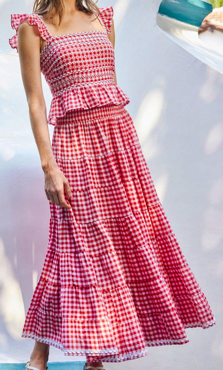 Pink City Prints Gingham Maxi Skirt, £135