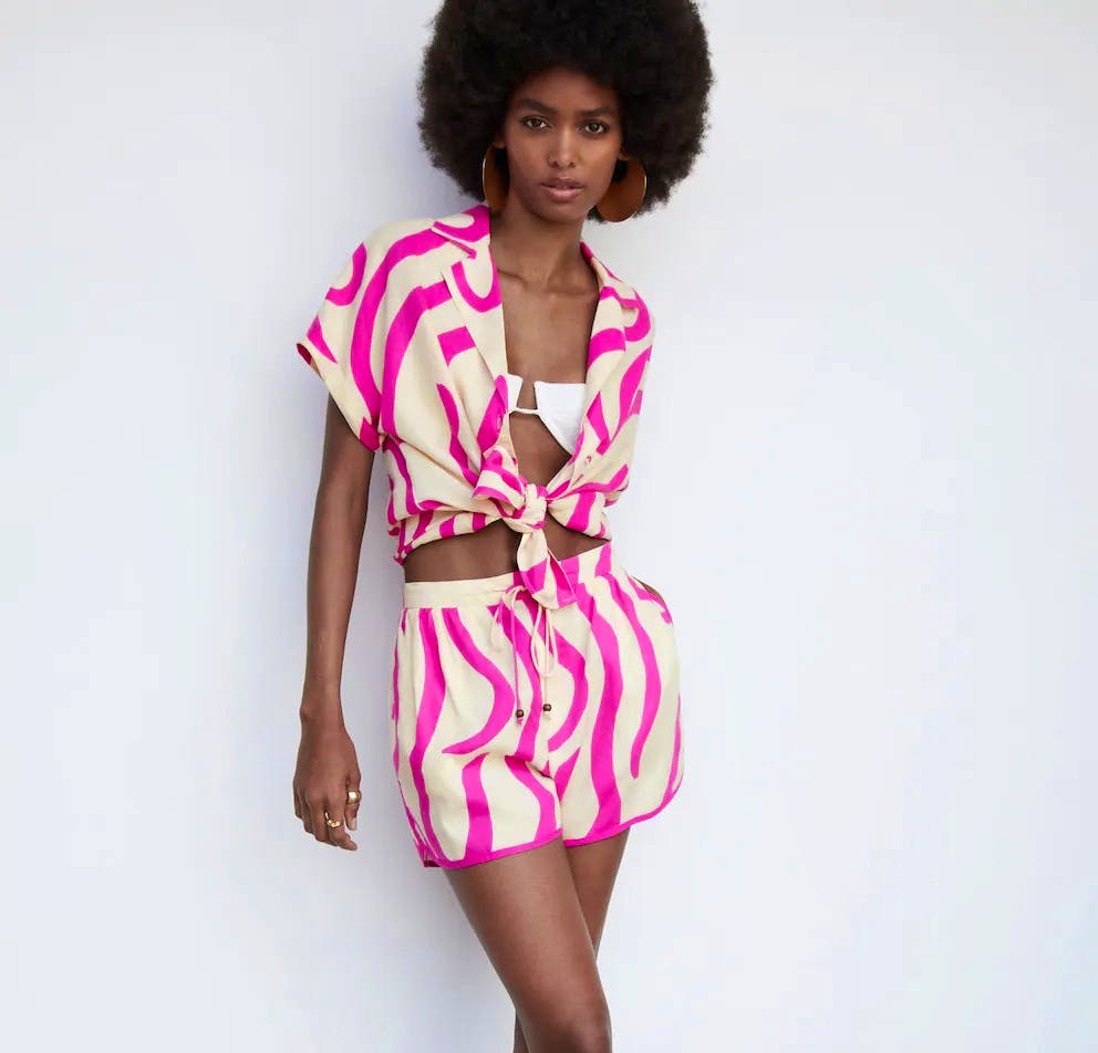 Mango Printed Linen Shorts, £25.99, Matching Shirt, £29.99