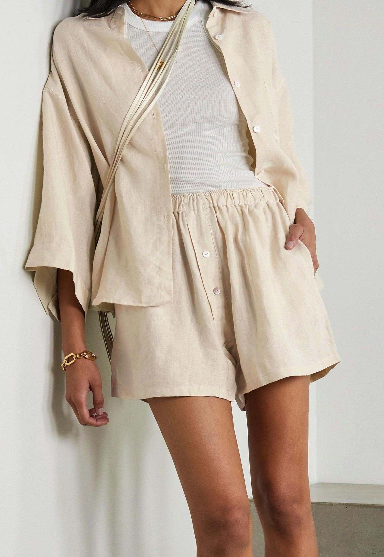 Deiji Studios Linen Shirt And Shorts, £171.70