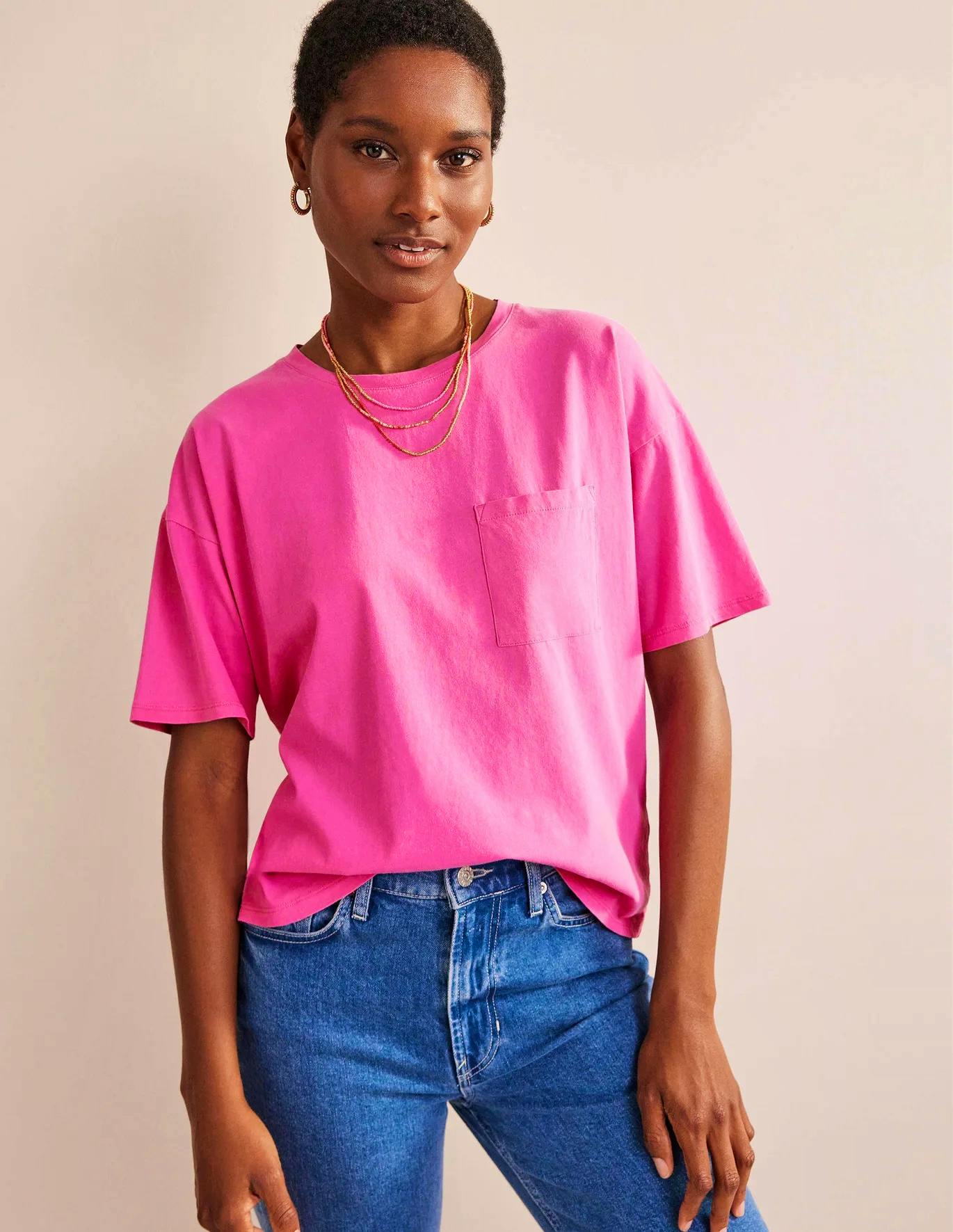 Boden Pink Oversized Washed T Shirt, NOW £19