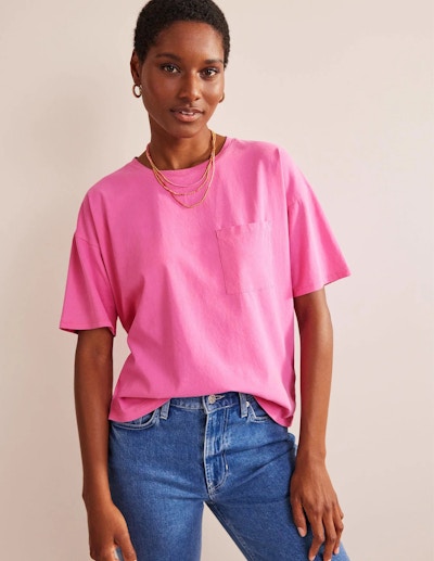 Boden Pink Oversized Washed T Shirt, NOW £19