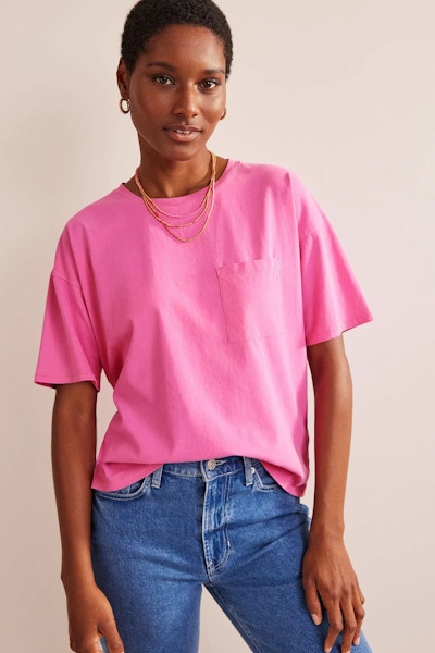 Boden Pink Oversized Washed T Shirt, NOW £19