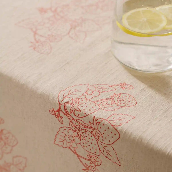 Sophie Allport Strawberries Linen Blend Tablecloth, £105