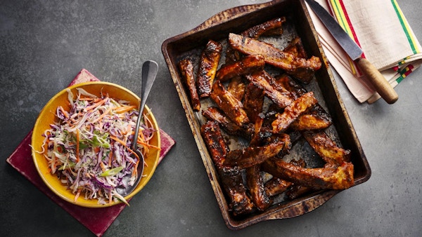 Jerk Barbecue-style Ribs With Coleslaw