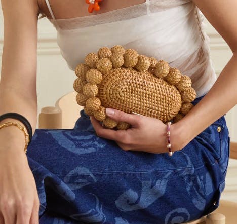 Cult Gaia Jaya Beaded Raffia Clutch, £190