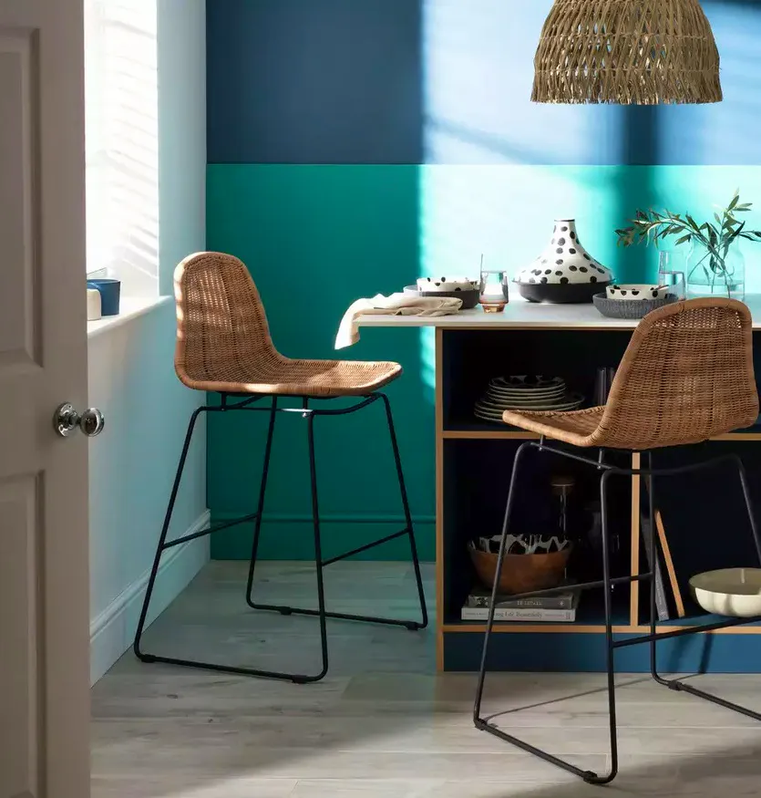 Habitat Habitat Mickey Pair of Rattan Effect Bar Stools – Natural, £144