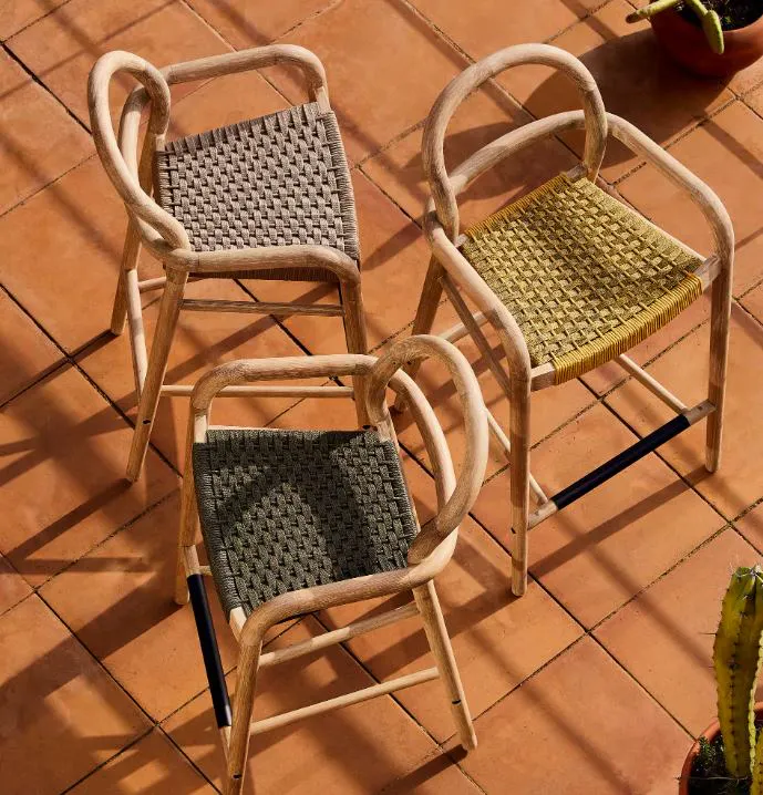 Kave Home Sheryl Stool Made From Solid Eucalyptus And Beige Cord, £302