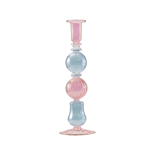 Marla & Primrose Glass Candleholder, Pink & Blue, £36