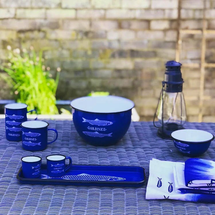 The Coastal Life Company Blue Sardine Print Enamelware, £5