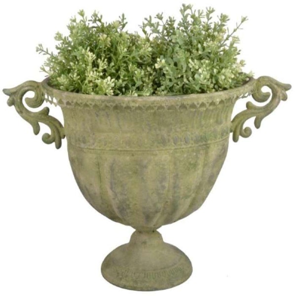 Primrose Aged Metal Large Green Urn Oval Planter, £39.99