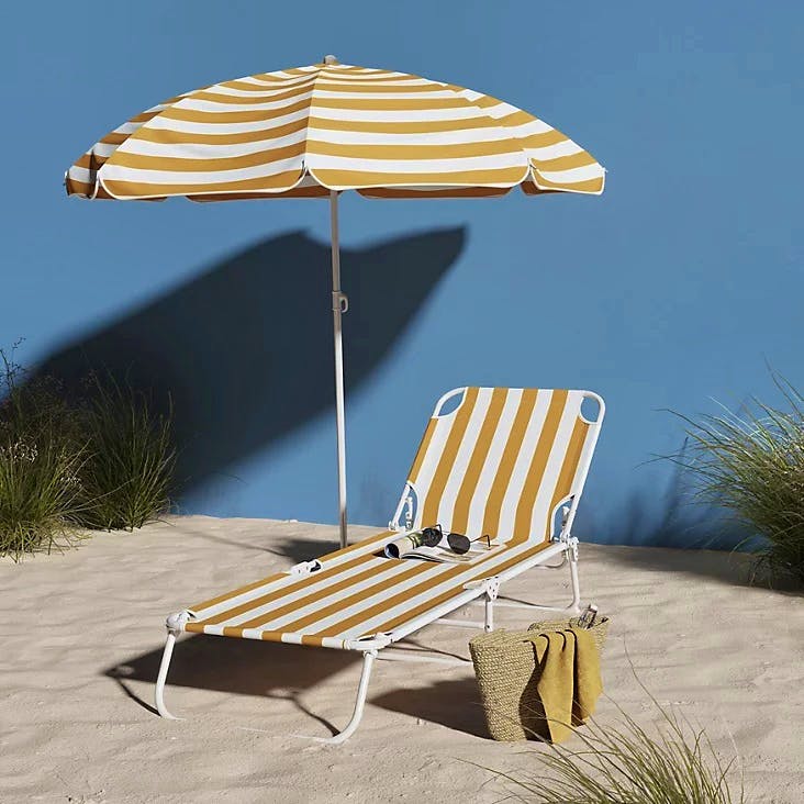 DIY.com Curacao Golden Apricot Cabana Striped Sun Lounger, NOW £25