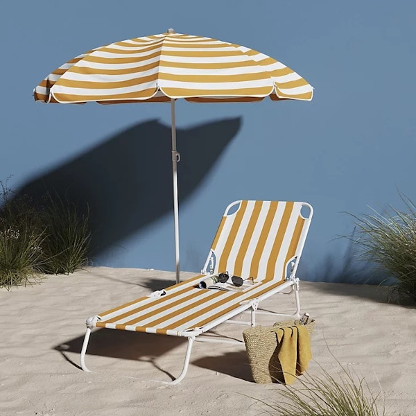 DIY.com Curacao Golden Apricot Cabana Striped Sun Lounger, NOW £25