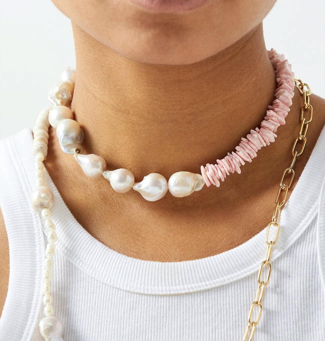 By Alona Daphne Shell, Pearl & 18kt Gold-Plated Necklace, £120