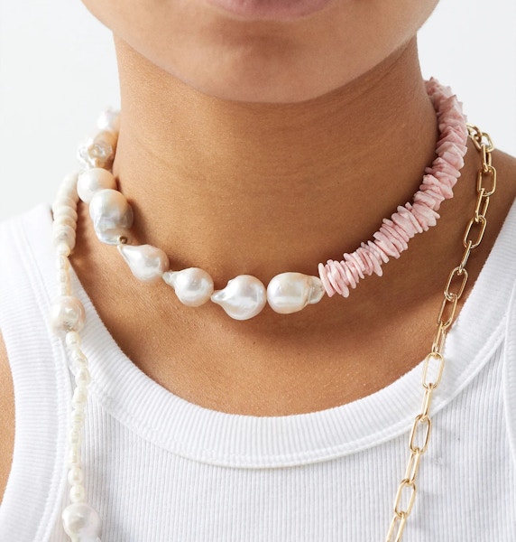 By Alona Daphne Shell, Pearl & 18kt Gold-Plated Necklace, £120