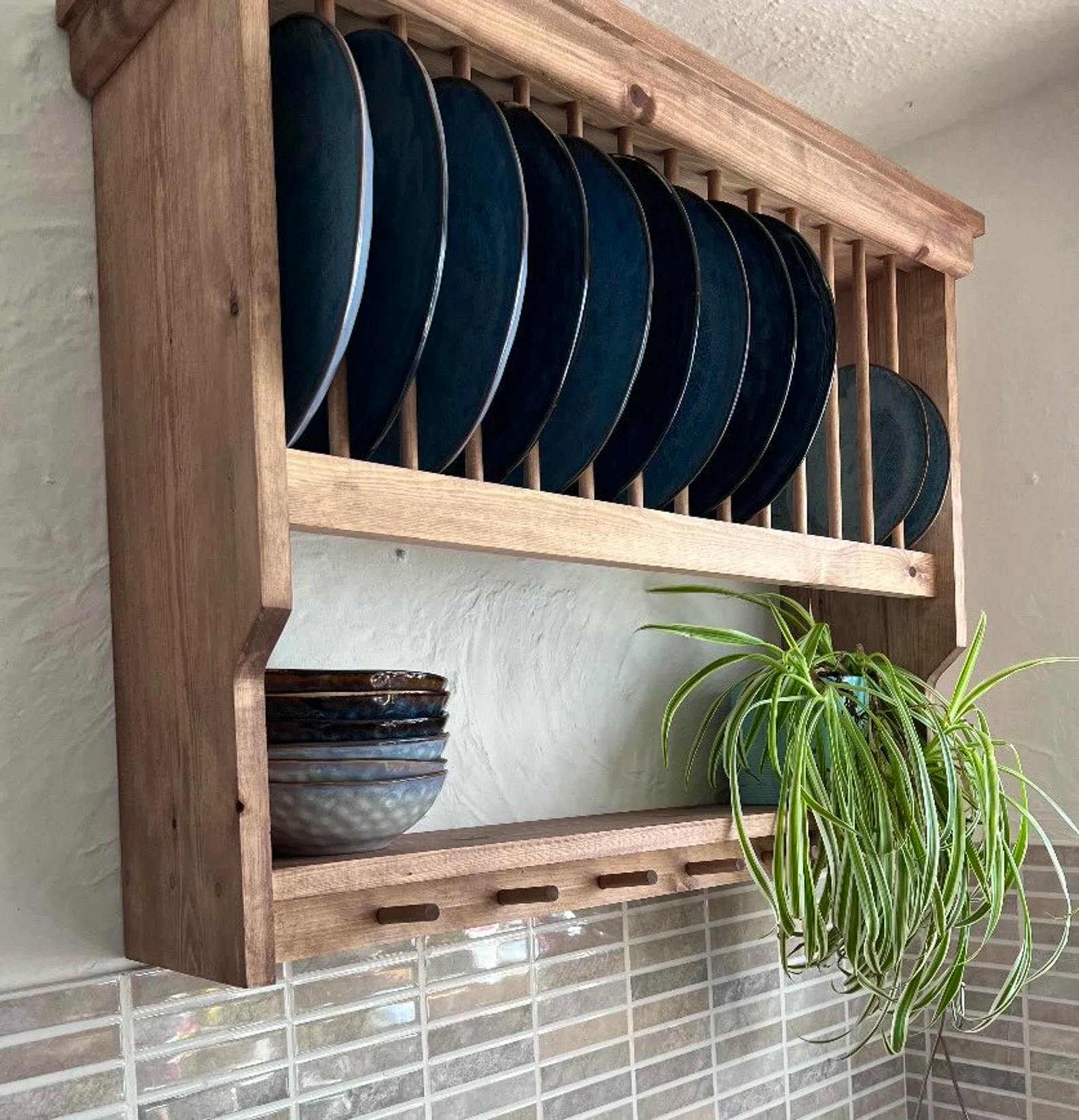 Etsy The Cumbria Handmade Kitchen Pine Plate Rack Storage, from £295
