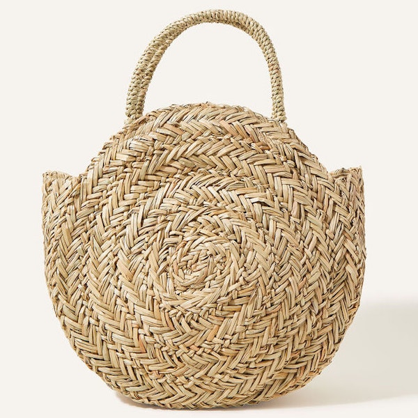 Accessorize Straw Circle Handheld Basket Bag, NOW £22.50