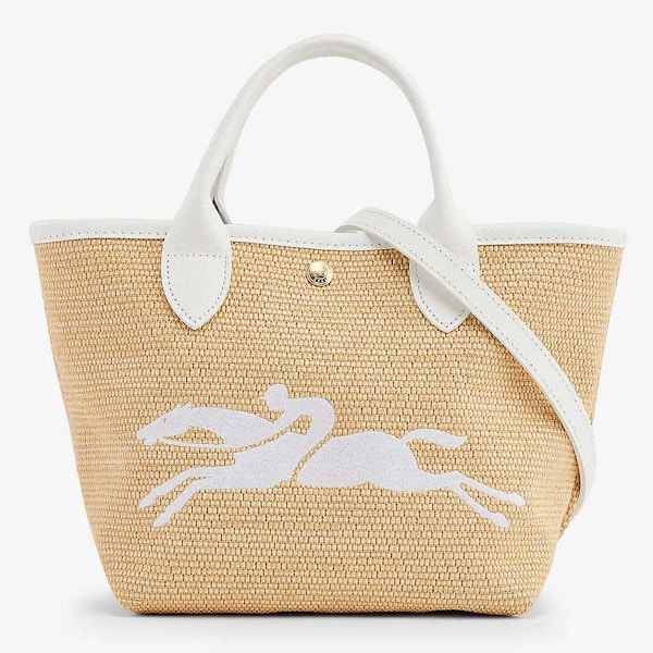 Longchamp Le Panier Logo-Embroidered Straw And Leather Top-Handle Bag, £175