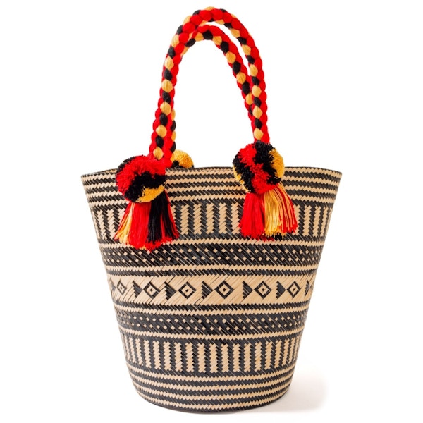 Wolf & Badger Premium Black Summer Woven Straw Basket Bag, £100