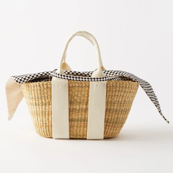 MUUN George Canvas-Trim Woven Basket Bag, £114