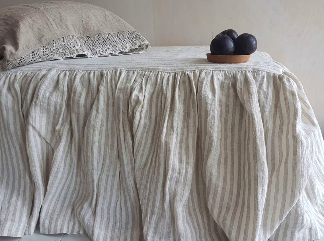Dejavu Linen Striped Linen Bed Skirt, from £138.89