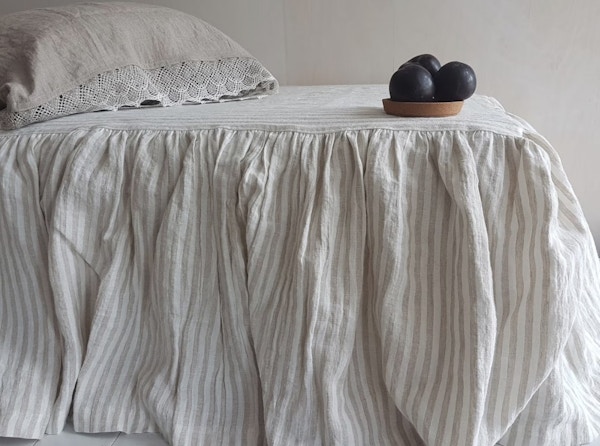 Dejavu Linen Striped Linen Bed Skirt, from £138.89