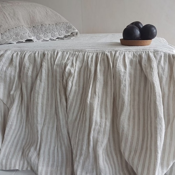 Dejavu Linen Striped Linen Bed Skirt, from £138.89