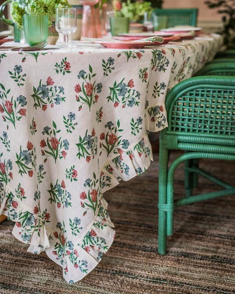 Birdie Fortescue Bouquet de Fleurs Linen Tablecloth, NOW £129.50