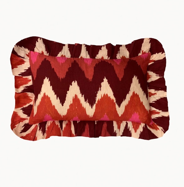Amuse La Bouche Rouge & Blush Rectangle Ikat Cushion Cover, £50