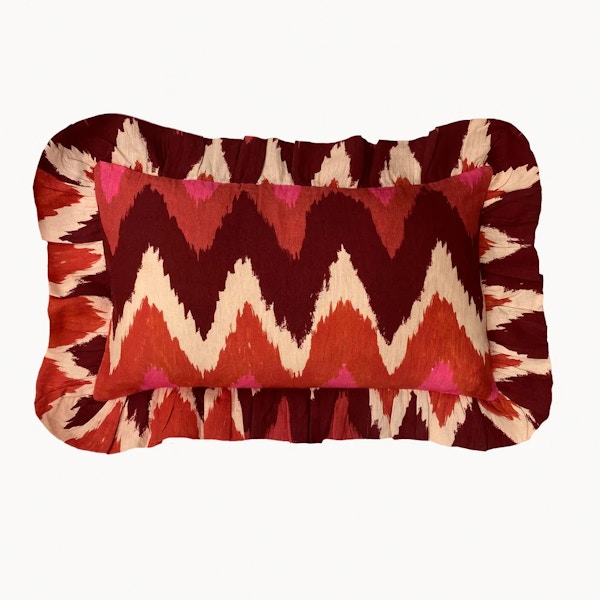 Amuse La Bouche Rouge & Blush Rectangle Ikat Cushion Cover, £50