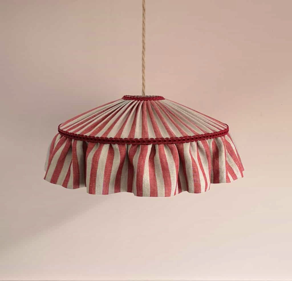Beauvamp Red & Beige Tent Stripe Tiffany Ruffle Lampshade, £395