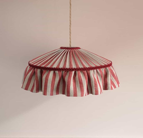 Beauvamp Red & Beige Tent Stripe Tiffany Ruffle Lampshade, £395
