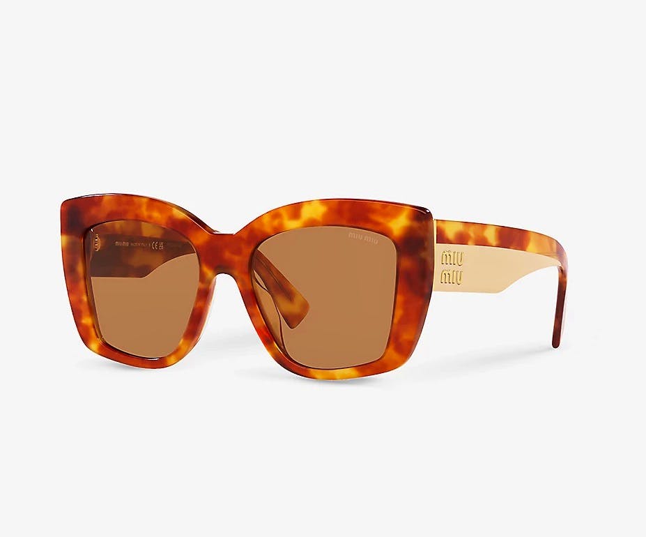 Miu Miu MU 04WS Square-Frame Tortoiseshell Acetate Sunglasses, £282