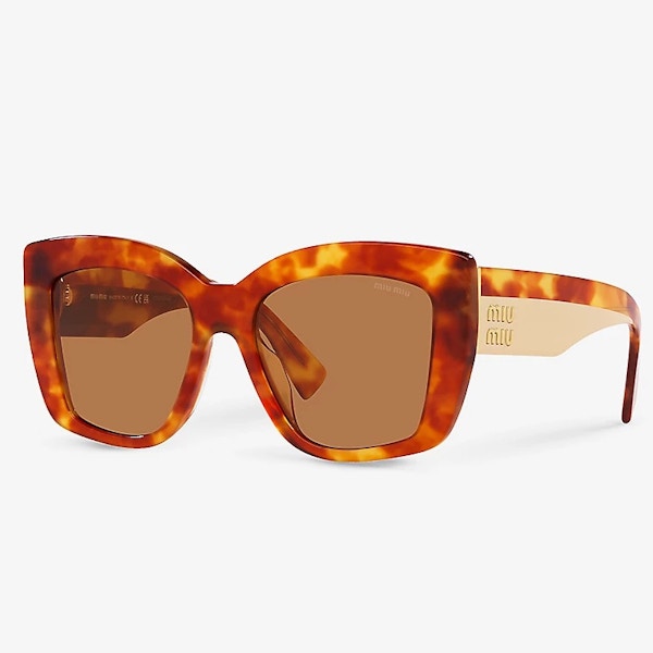 Miu Miu MU 04WS Square-Frame Tortoiseshell Acetate Sunglasses, £282
