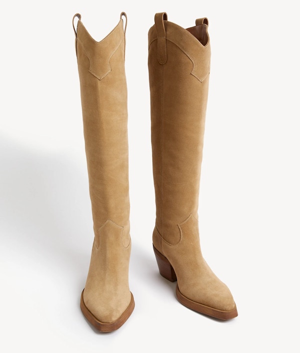 Suede Cow Boy Knee High Boots Copy