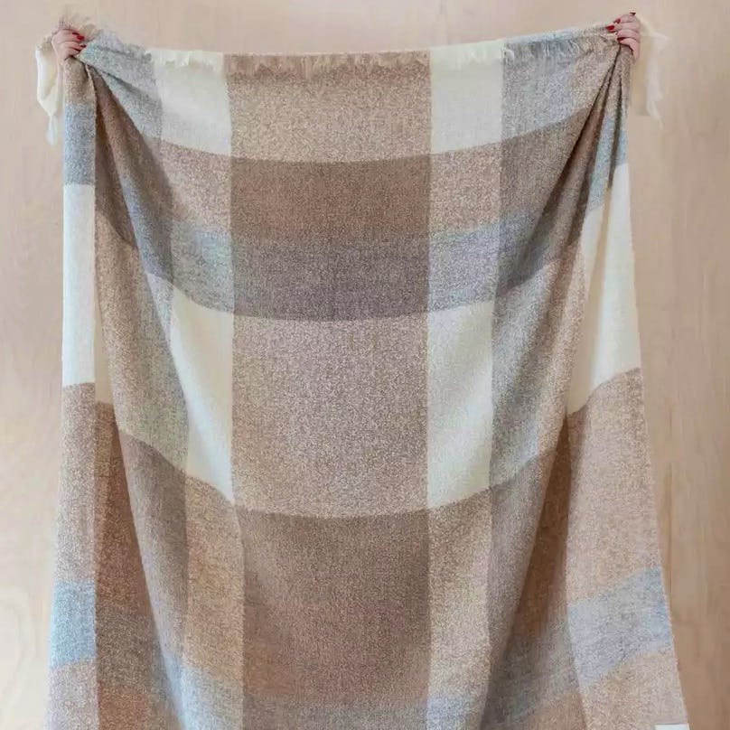 The Tartan Blanket Co Neutral Check Undyed Alpaca Blanket, £265