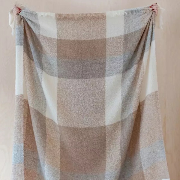 The Tartan Blanket Co Neutral Check Undyed Alpaca Blanket, £265