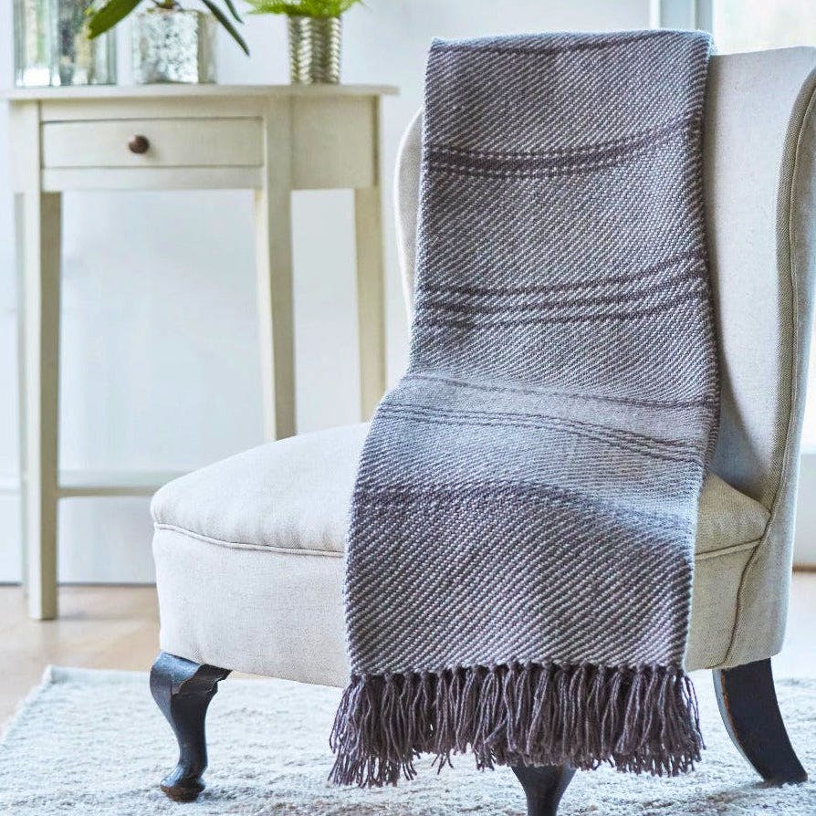 Weaver Green Oxford Stripe Tabby Blanket, NOW £27.50