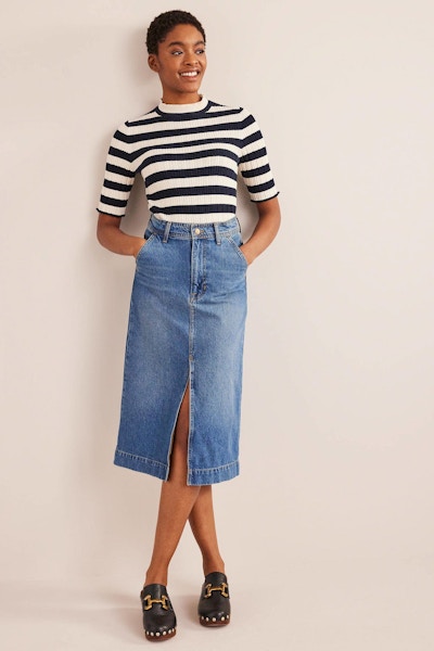 Boden Straight Denim Midi Skirt, £80