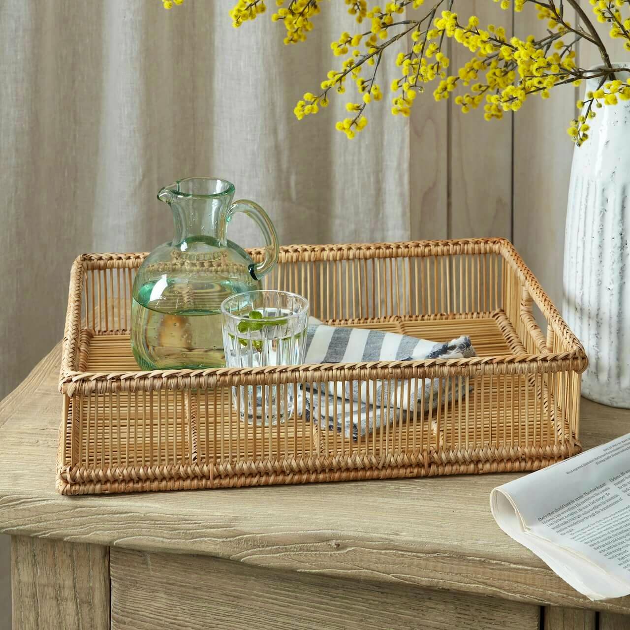 Layered Lounge Open Weave Bamboo Rattan Tray, £50