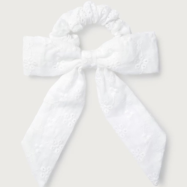 The White Company Broderie Bow Scrunchie, £8