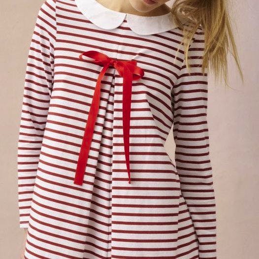 Cabbages & Roses Erin Dress In Stripe Organic Recycled Cotton, NOW £80