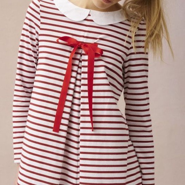 Cabbages & Roses Erin Dress In Stripe Organic Recycled Cotton, NOW £80