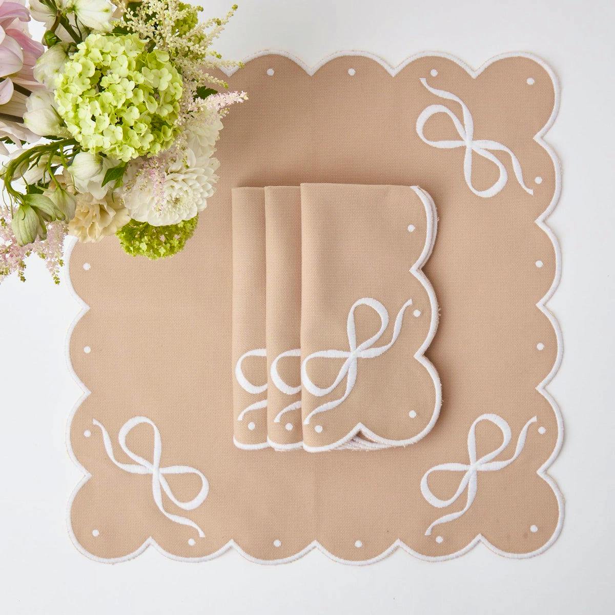 Mrs Alice Celeste Rose Bow Napkins, NOW £48