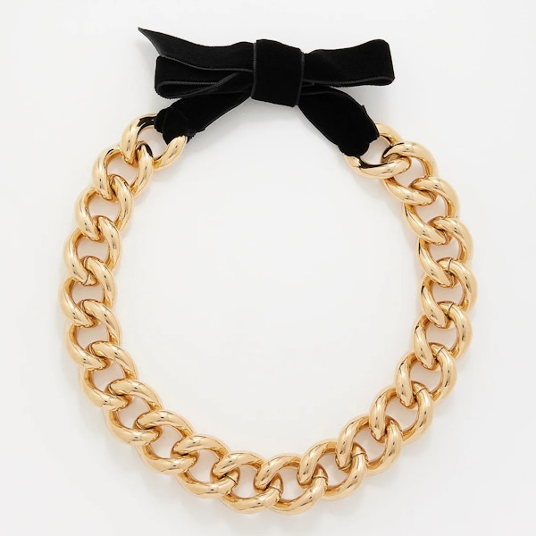 By Alona Cara Velvet-Bow 18kt Gold-Plated Necklace, £270