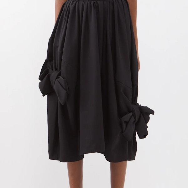 Comme Des Garcons Bow-Trim Wool-Gabardine Midi Skirt, NOW £357