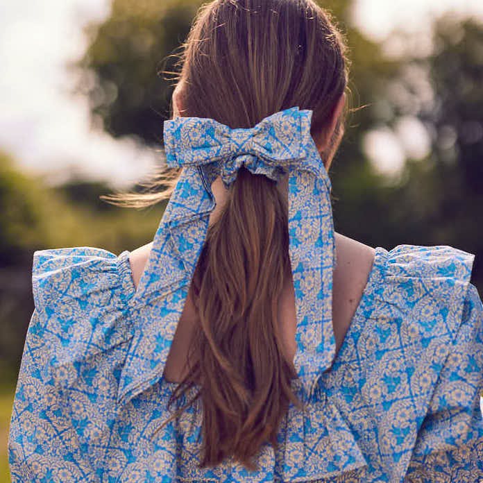 Joanie Clothing Laura Ashley X Joanie - Seren Margam Floral Print Bow Scrunchie, £15