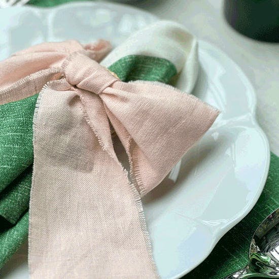 Willow Crossley Frayed Pink Linen Bows, £10