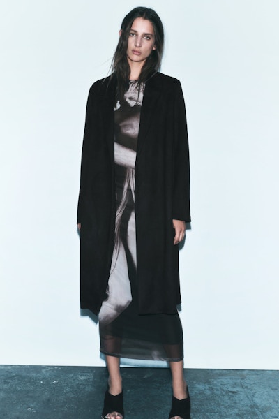 Zara Faux Suede Coat, £49.99