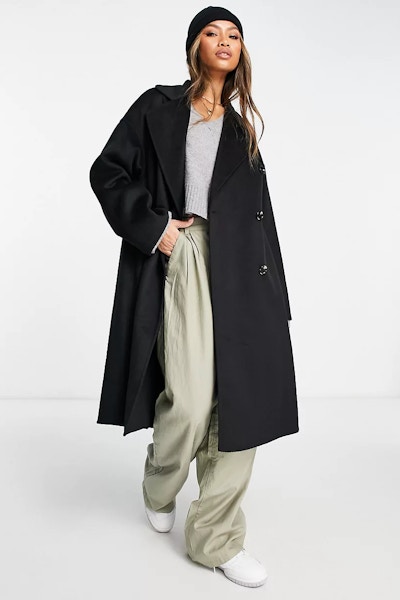 Mango Longline Formal Coat In Black, NOW £77